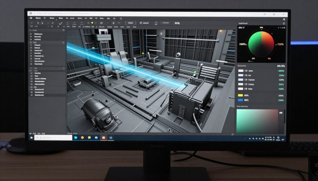 3D rendering software showing CPU core utilization at 100 percent across all cores