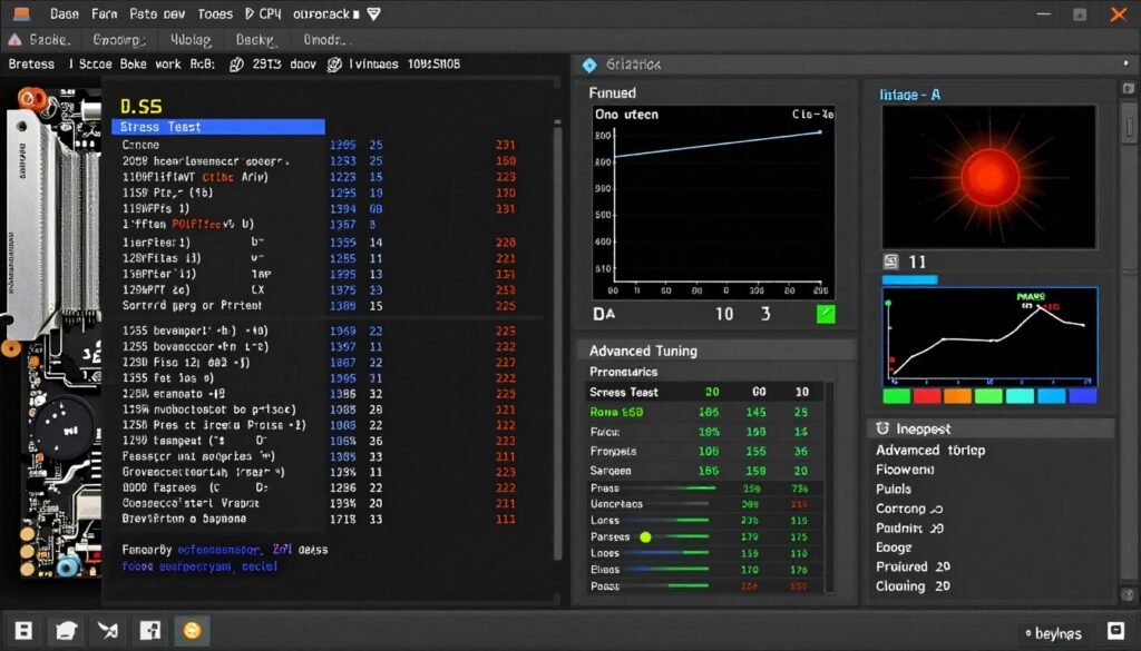 BIOS overclocking interface showing voltage and frequency settings for CPU tuning