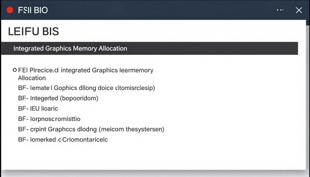 BIOS settings showing iGPU memory allocation options