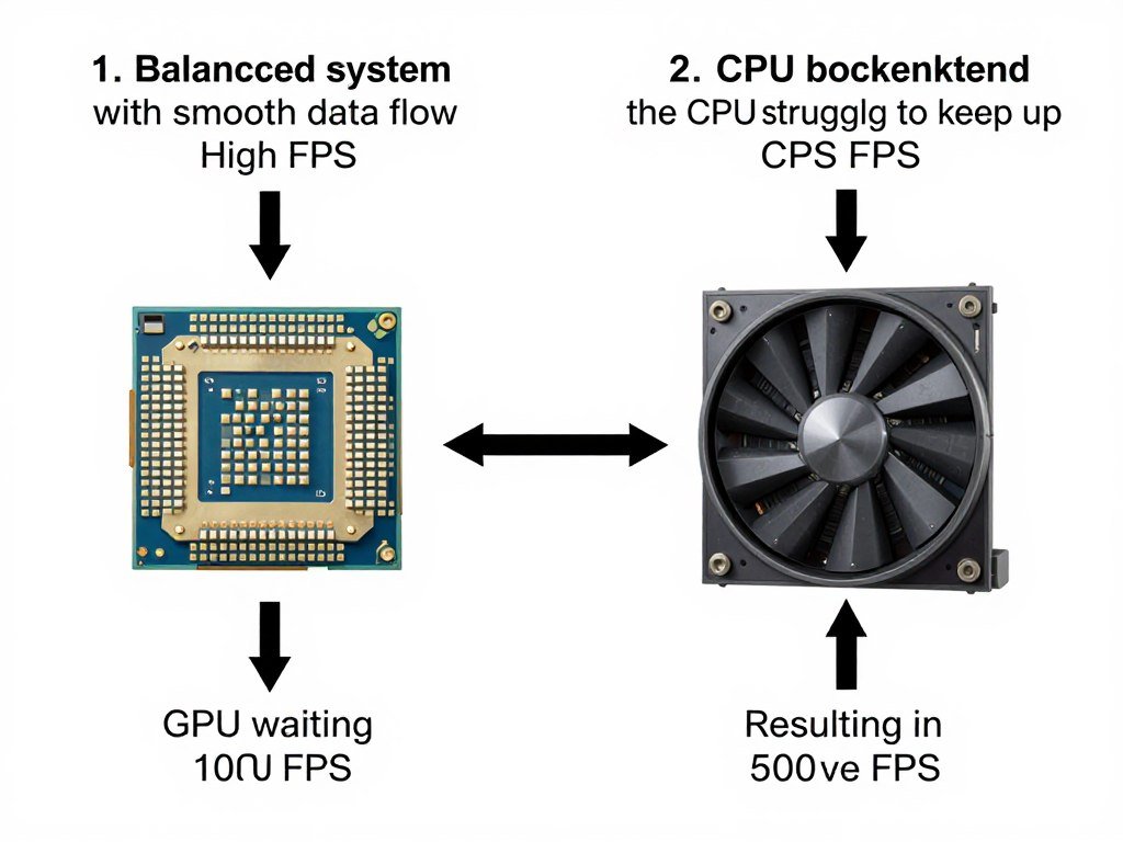 CPU and GPU processing cycle diagram showing bottleneck effect on FPS CPU and GPU processing cycle diagram showing bottleneck effect on FPS
