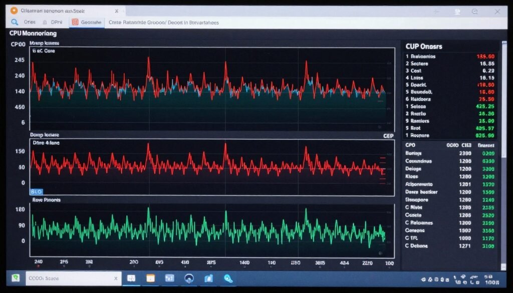CPU frequency monitoring showing consistent clock speeds