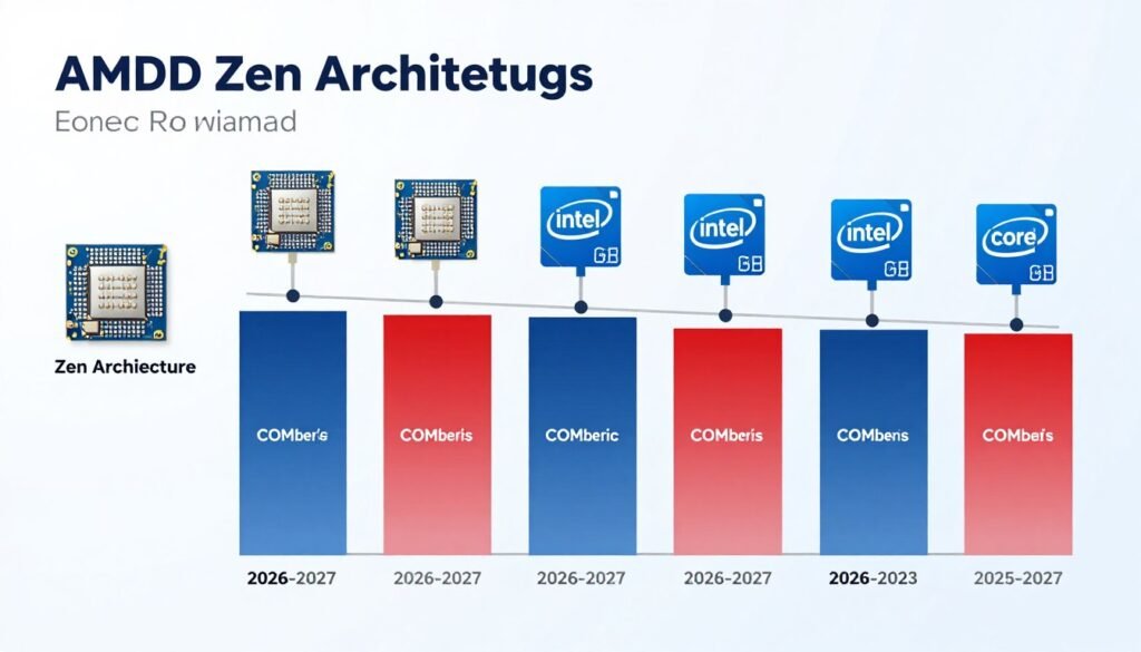 CPU technology roadmap timeline showing AMD and Intel future releases