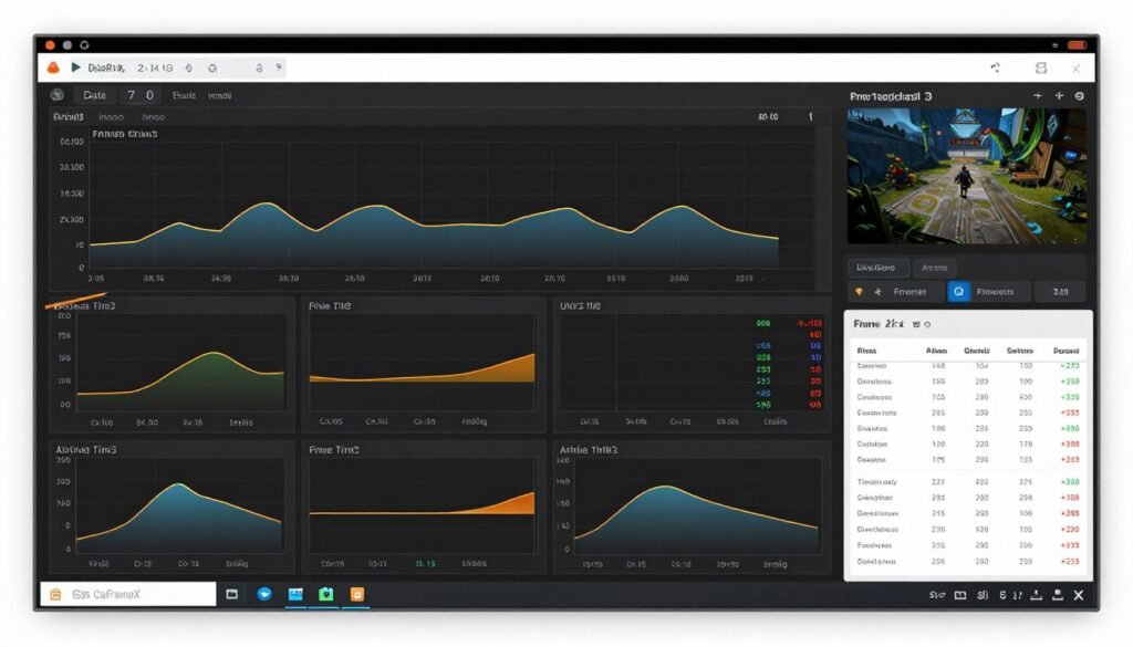 CapFrameX software interface showing detailed frame time analysis graphs and statistics