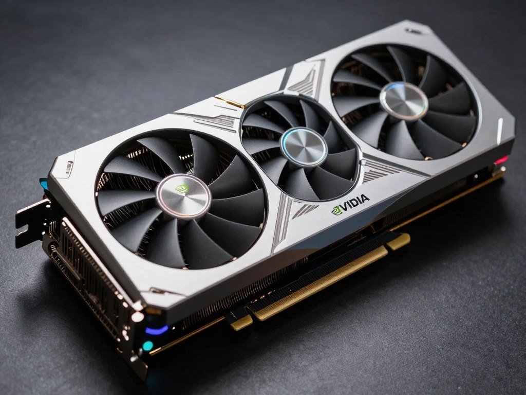 Close-up of RTX 5080 GPU showing the cooling fans and branding