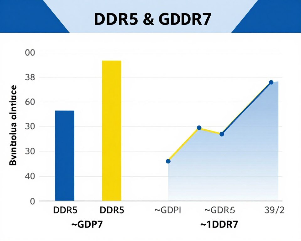 Comparison chart showing DDR5 vs GDDR7 bandwidth and latency characteristics