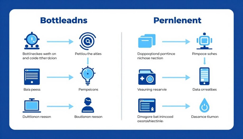 Comparison of different types of system bottlenecks showing temporary vs permanent constraints