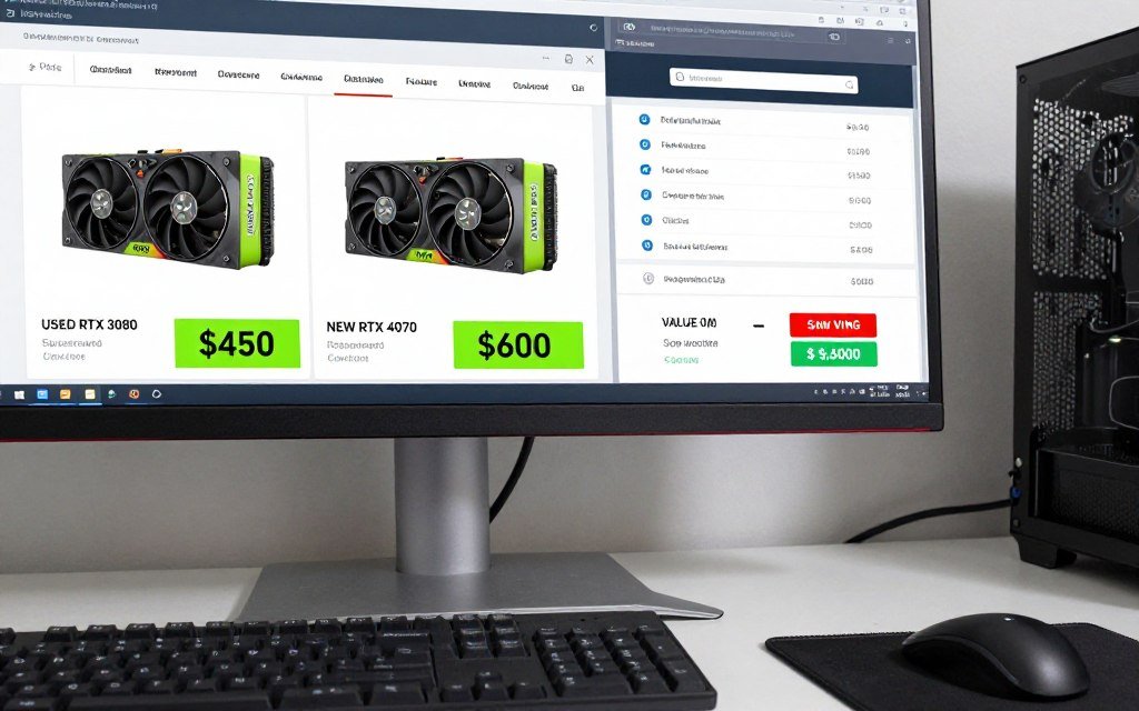 Comparison of used vs new GPU prices showing value difference