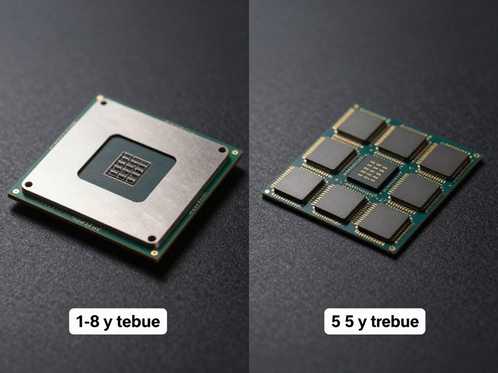 Comparison showing monolithic GPU die versus multiple chiplet dies side by side