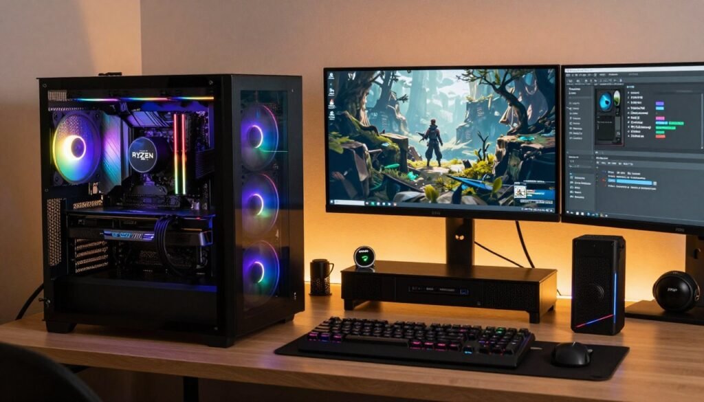 Complete PC build featuring AMD Ryzen processor with balanced components