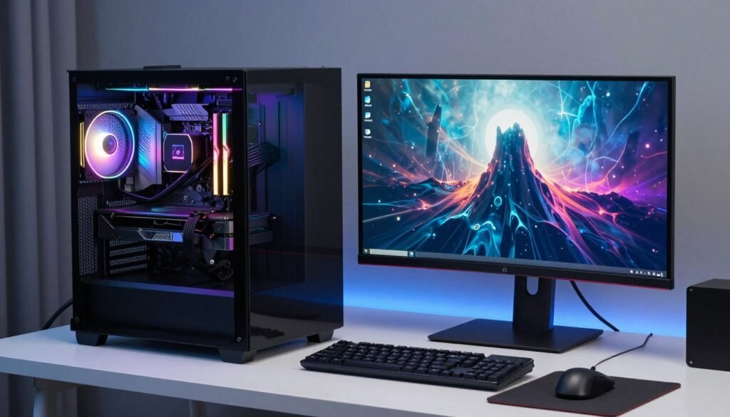 Complete gaming PC setup with high-end components