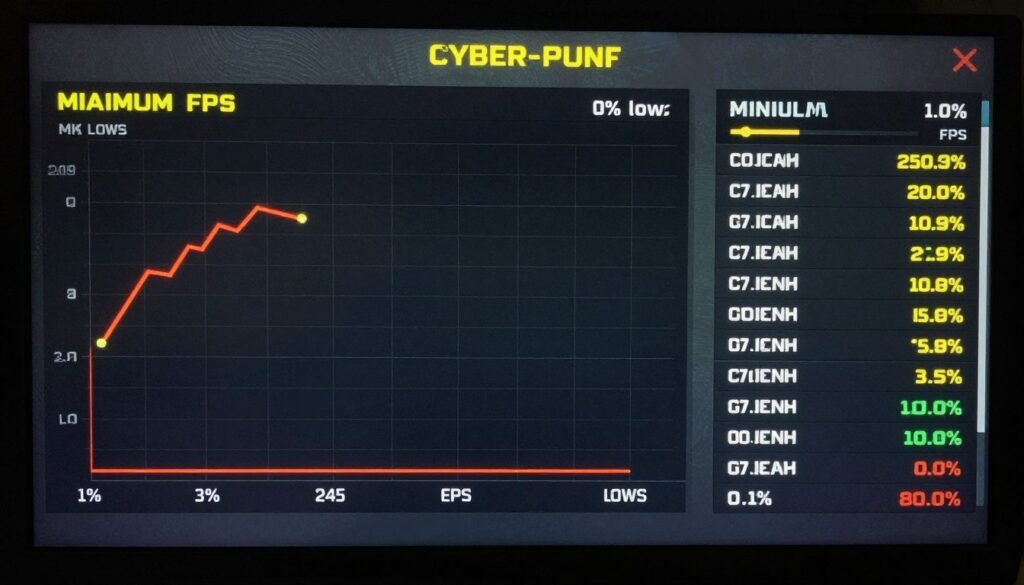 Cyberpunk 2077 benchmark results showing before and after optimization