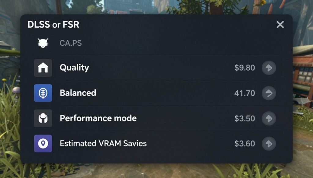 DLSS settings menu showing performance modes