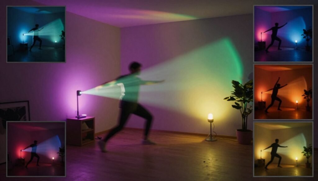 Demonstration of Lumen's dynamic global illumination showing light bouncing and color bleeding effects in UE5 Demonstration of Lumen's dynamic global illumination showing light bouncing and color bleeding effects in UE5