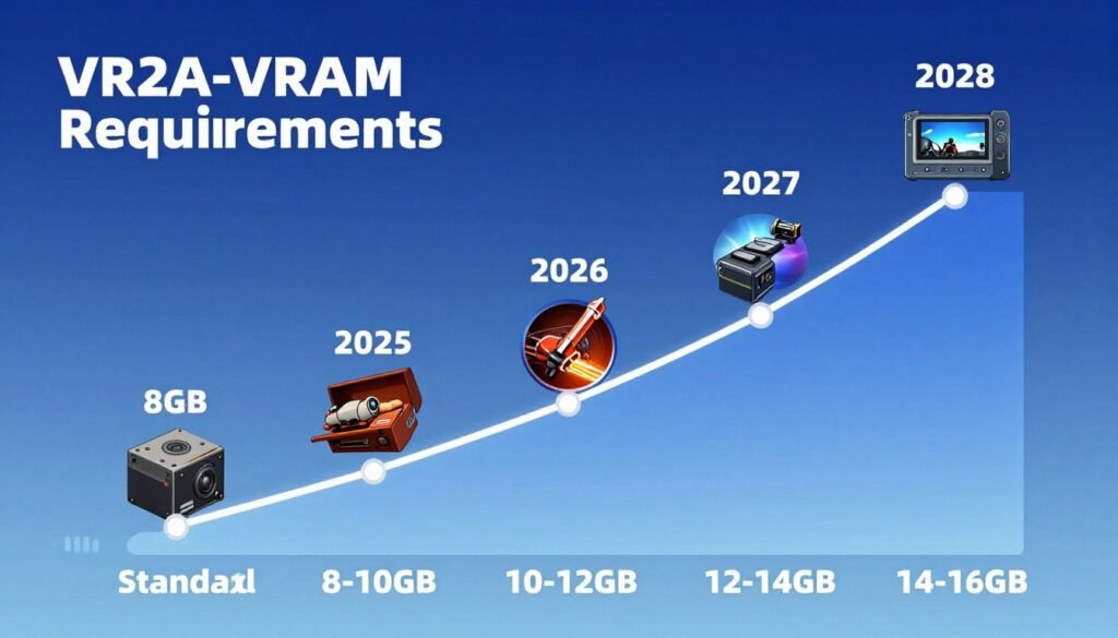 Future gaming requirements showing VRAM trend from 2024 to 2028 Future gaming requirements showing VRAM trend from 2024 to 2028