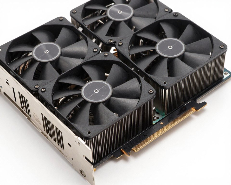 GPU cooling system with heat pipes and fans visible