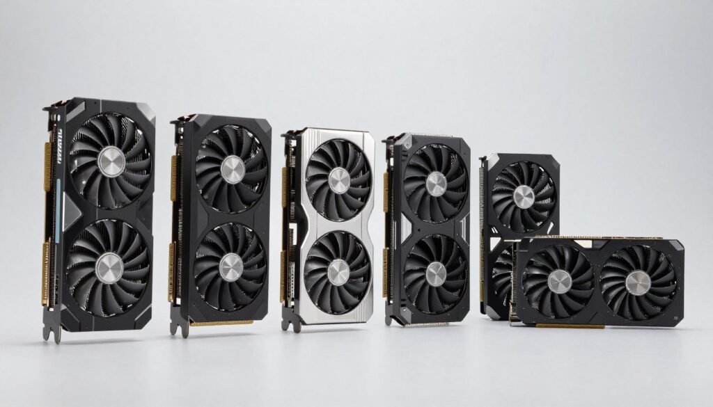 GPU lineup showing VRAM scaling with performance tier