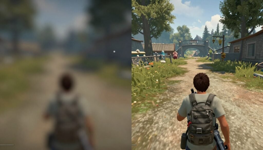 Game showing texture pop-in and low-resolution textures loading