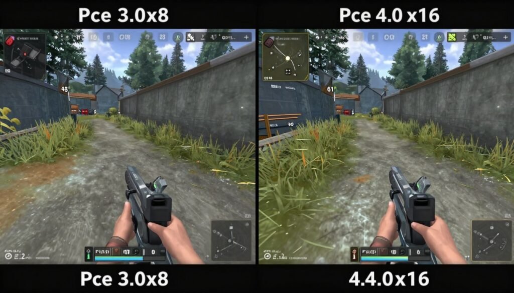 Gaming benchmark showing PCIe bottleneck effects on FPS