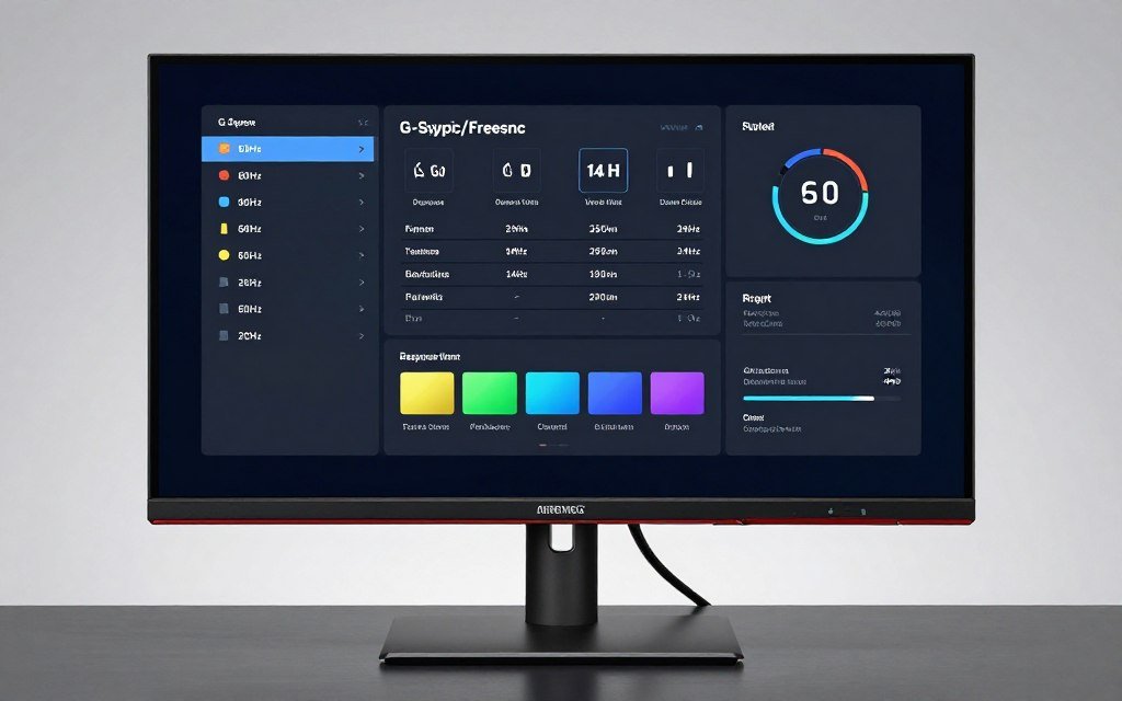 Gaming monitor showing refresh rate settings and adaptive sync options
