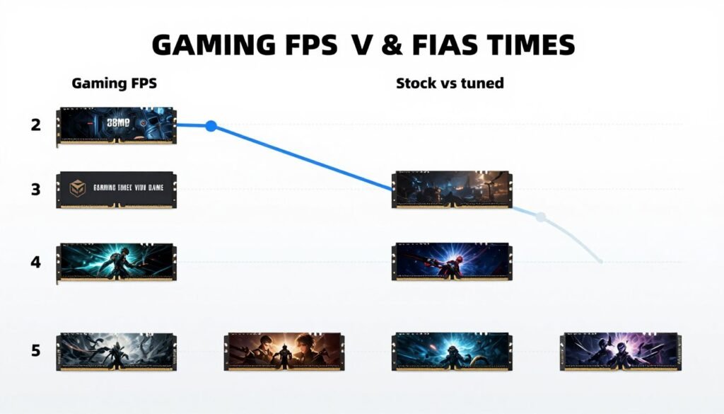 Gaming performance comparison chart showing RAM timing impact