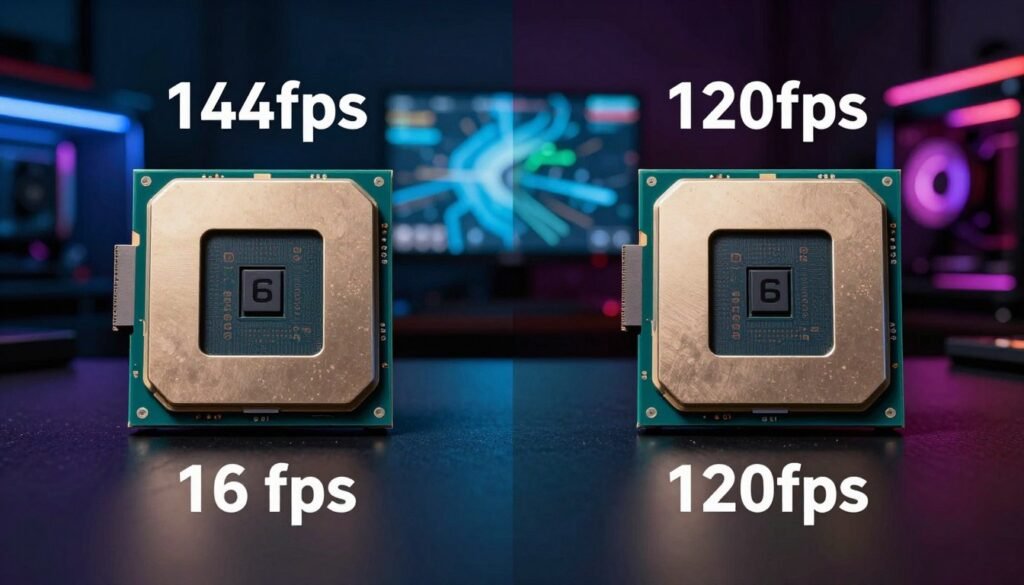 Gaming performance comparison showing single-core speed impact versus core count