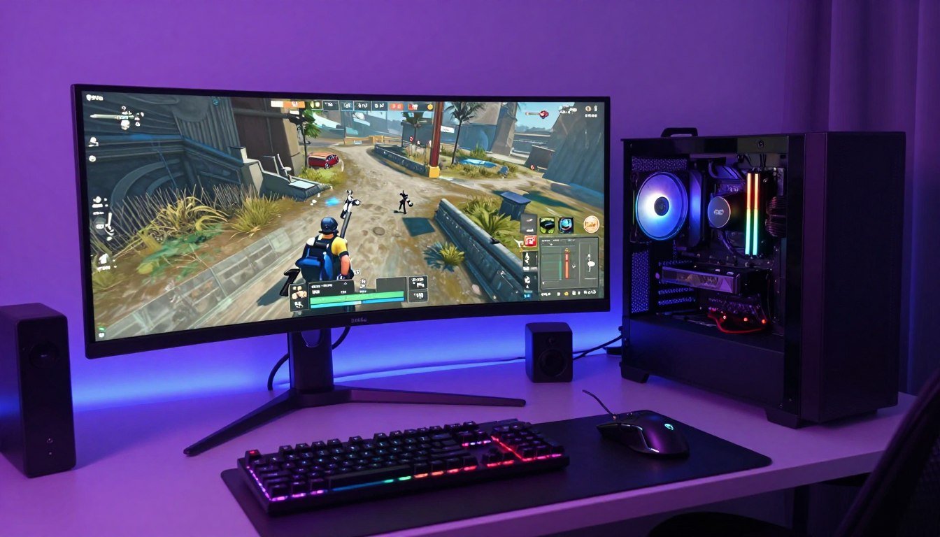 Gaming setup showing competitive esports monitor with high refresh rate and gaming peripherals