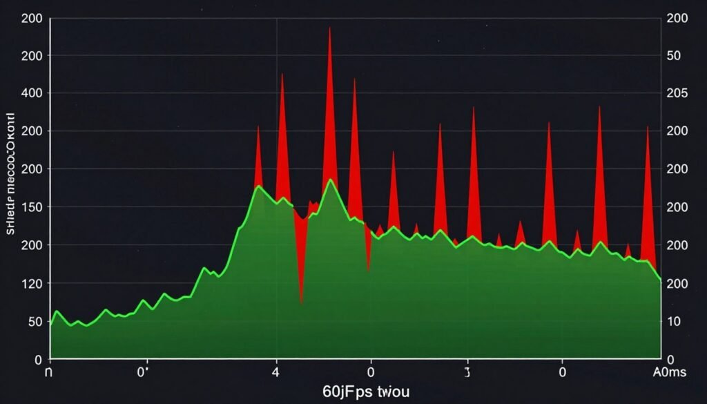 Graph showing frame time spikes during shader compilation