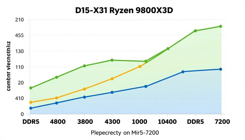 Graph showing performance scaling with different memory speeds on the 9800X3D Graph showing performance scaling with different memory speeds on the 9800X3D