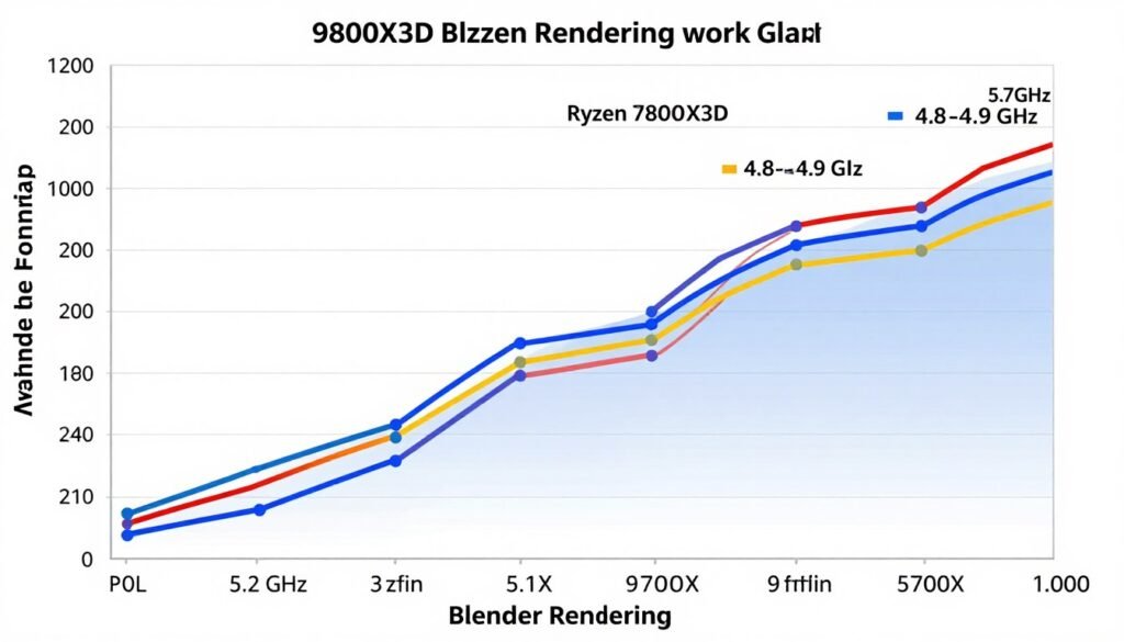 Graph showing sustained all-core frequencies during rendering workload Graph showing sustained all-core frequencies during rendering workload