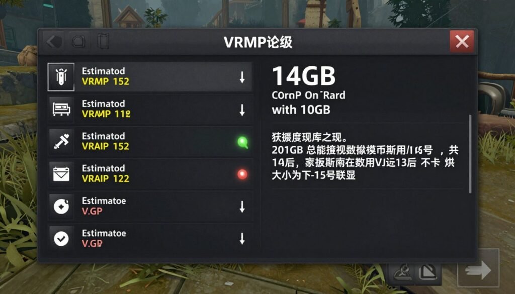 Graphics settings showing VRAM usage exceeding capacity