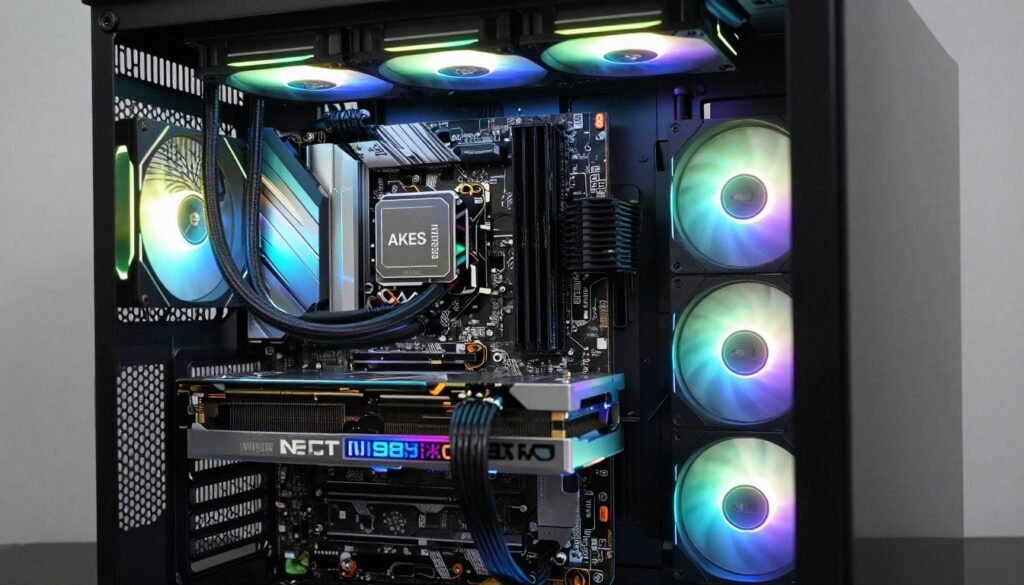 High-end gaming PC build with RTX 5090 and AMD Ryzen 9 9950X