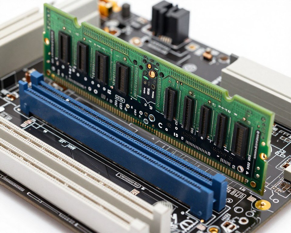 High-end motherboard memory slots close-up