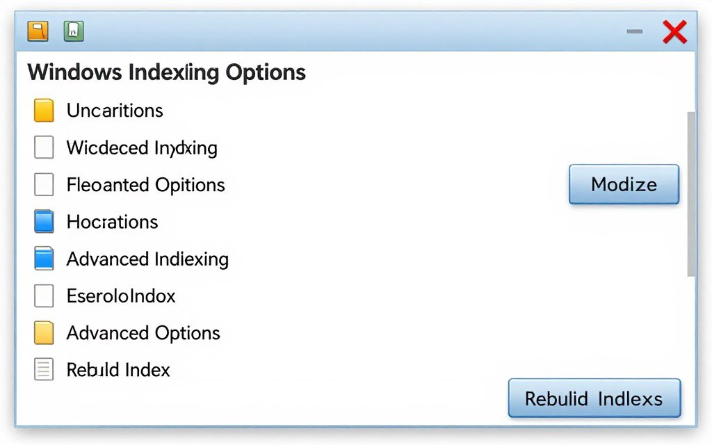 Indexing Options control panel showing indexed locations