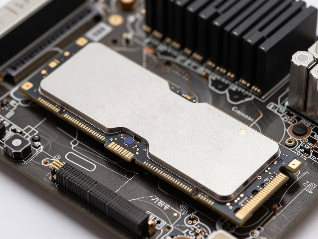 M.2 SSD with aluminum heatsink installed on motherboard