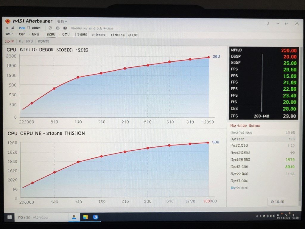 MSI Afterburner interface showing CPU and GPU monitoring MSI Afterburner interface showing CPU and GPU monitoring