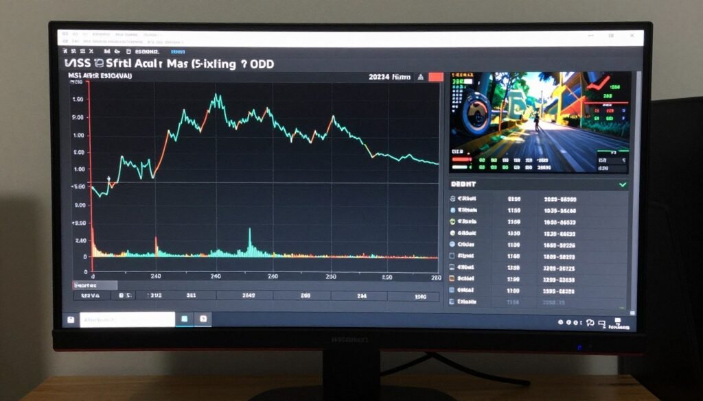 MSI Afterburner interface showing frame time monitoring graph and on-screen display settings