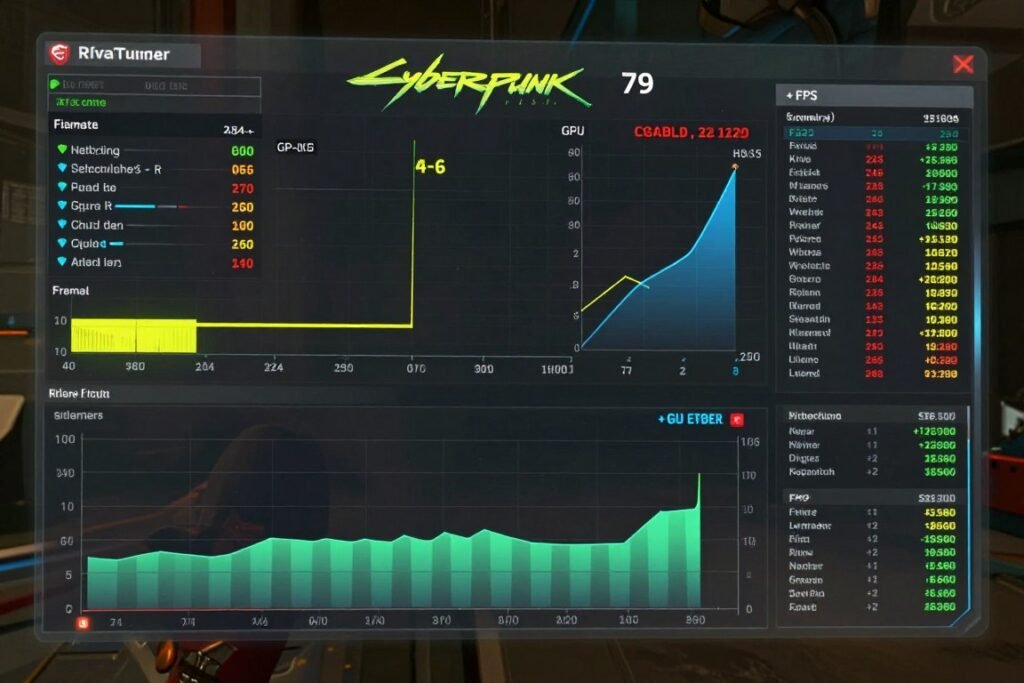 MSI Afterburner overlay showing performance metrics during gameplay