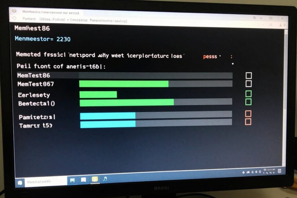 Memory stress testing software showing stability results