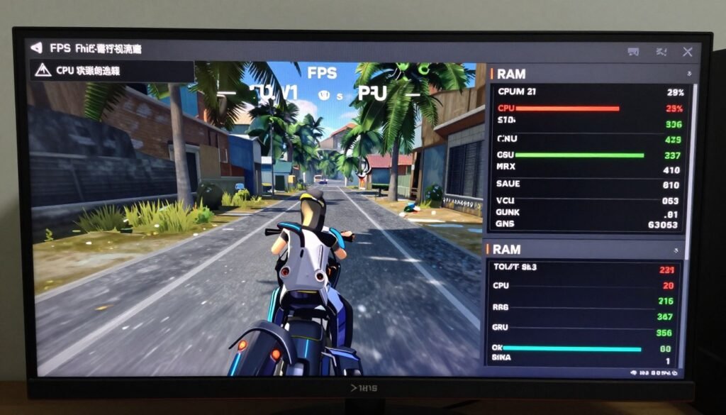 Mid-range gaming PC performance metrics with Windows Game Mode active