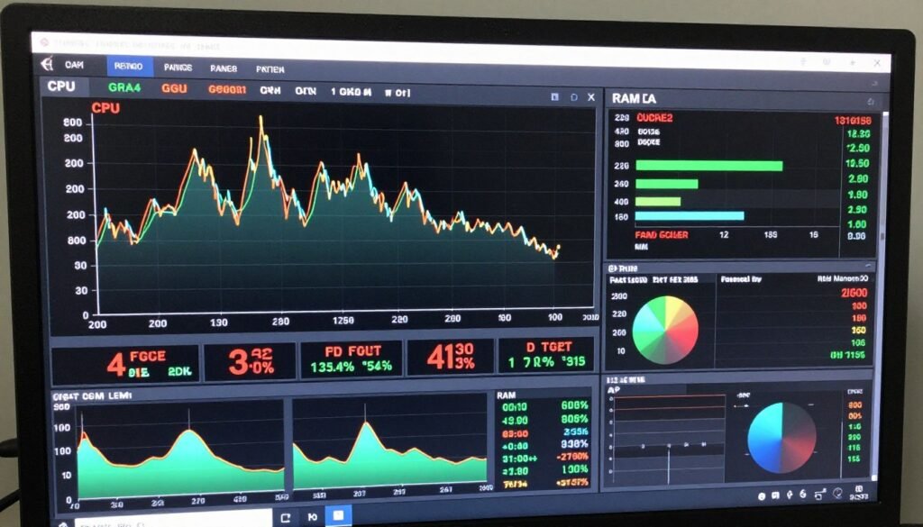 Monitoring software showing CPU and GPU usage during gaming