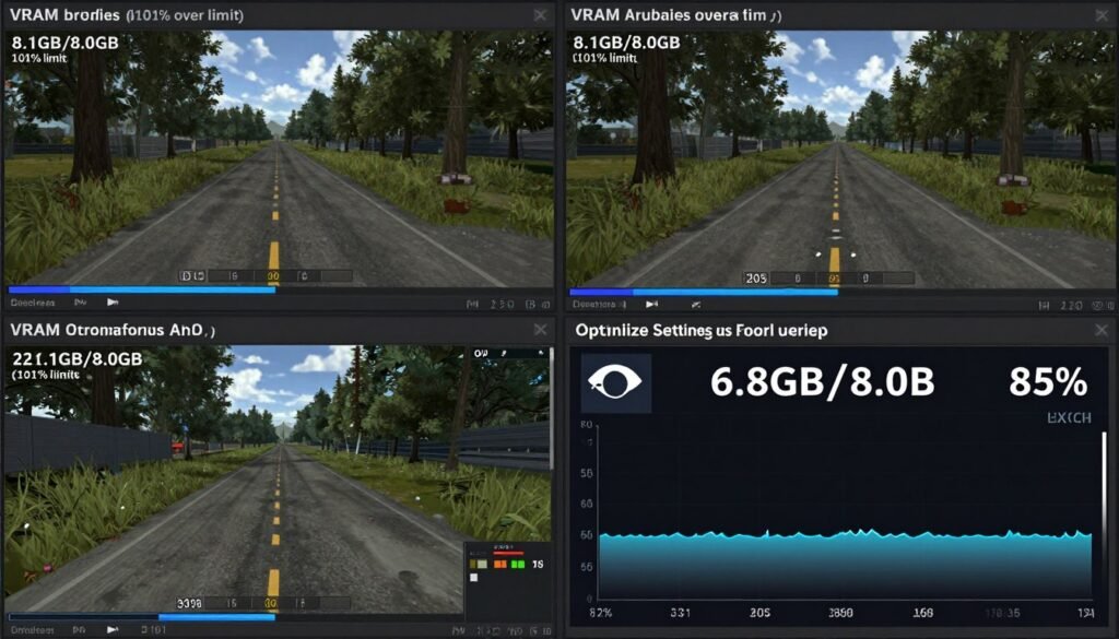 Monitoring software showing VRAM freed up after optimizing game settings Monitoring software showing VRAM freed up after optimizing game settings