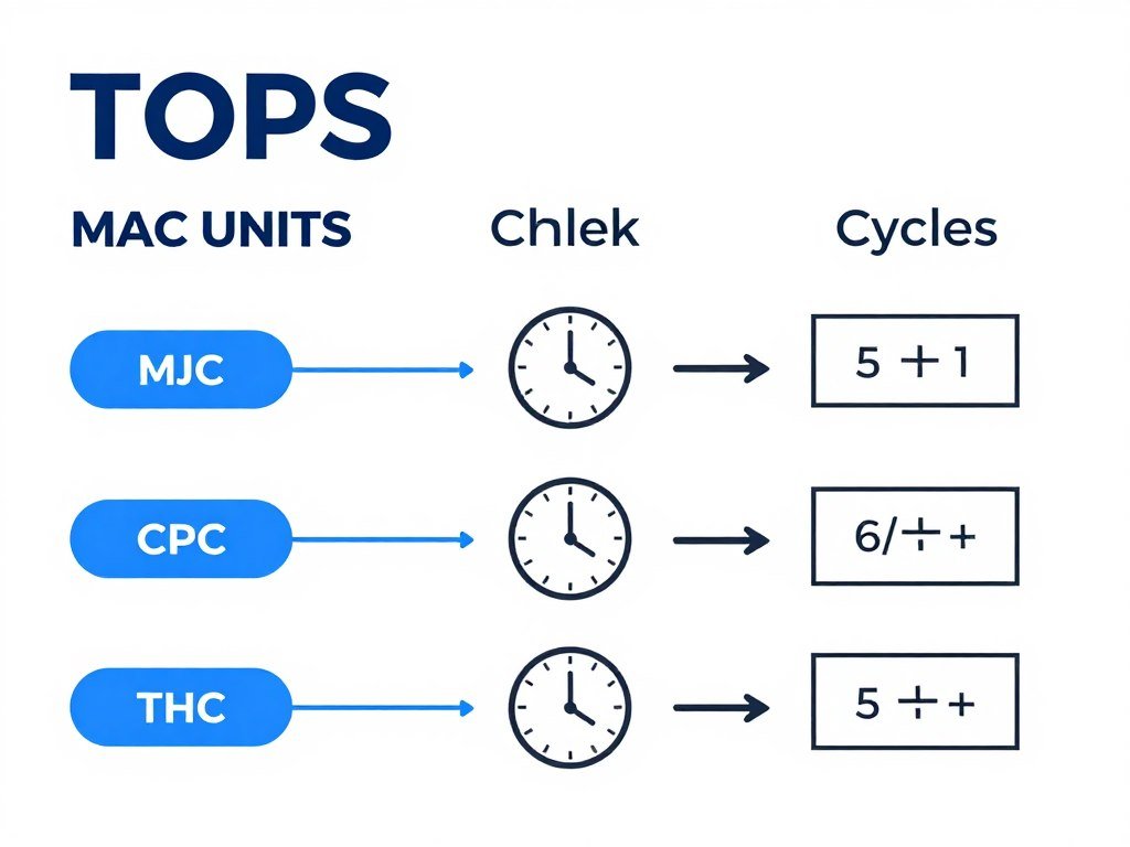 NPU performance metrics visualization showing TOPS calculation breakdown