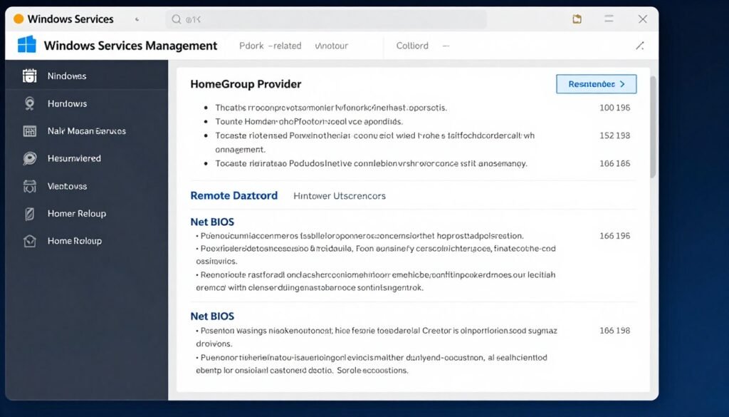 Network services running in Windows Services console