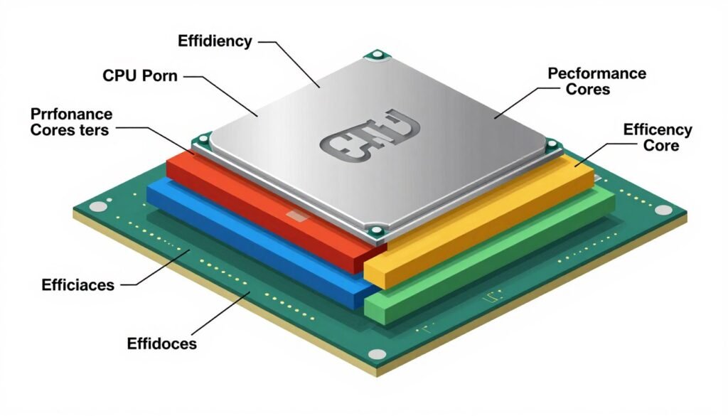 Next generation CPU architecture diagram showing hybrid core design