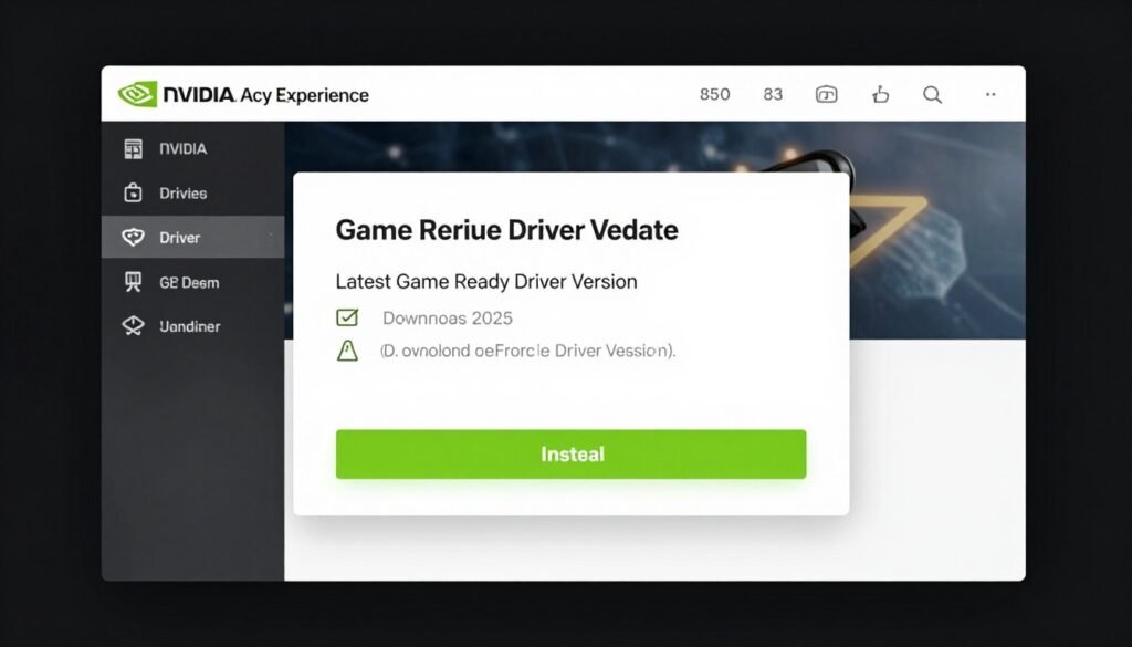Nvidia GPU driver update interface showing latest Game Ready driver
