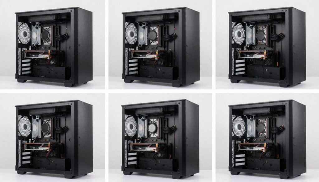 PC assembly process showing step-by-step build