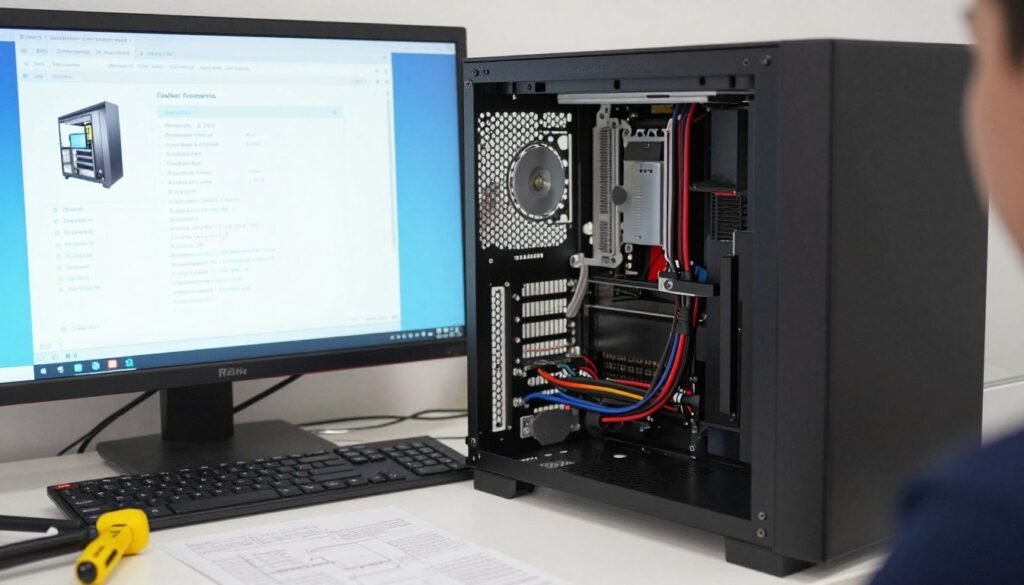 PC builder working on system showing common assembly mistakes PC builder working on system showing common assembly mistakes