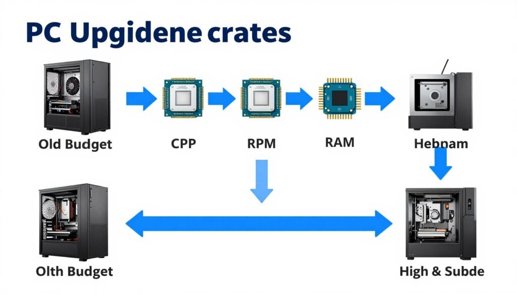 PC component upgrade path diagram showing sequential improvements