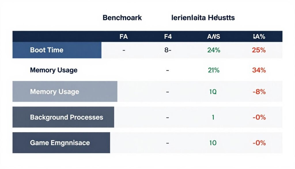 Performance benchmarking results comparison