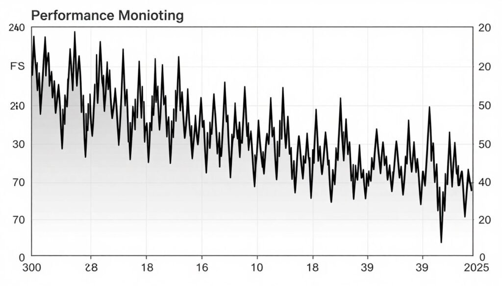 Performance graphs showing stuttering and frame time spikes